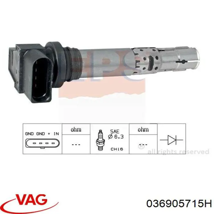 Купить 036905715H VAG Катушка зажигания