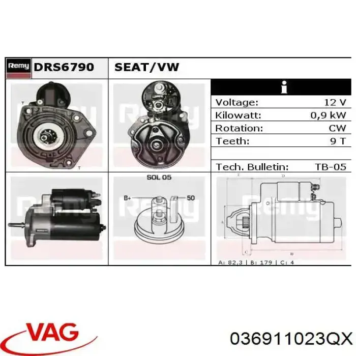 Купить 036911023QX VAG Стартер