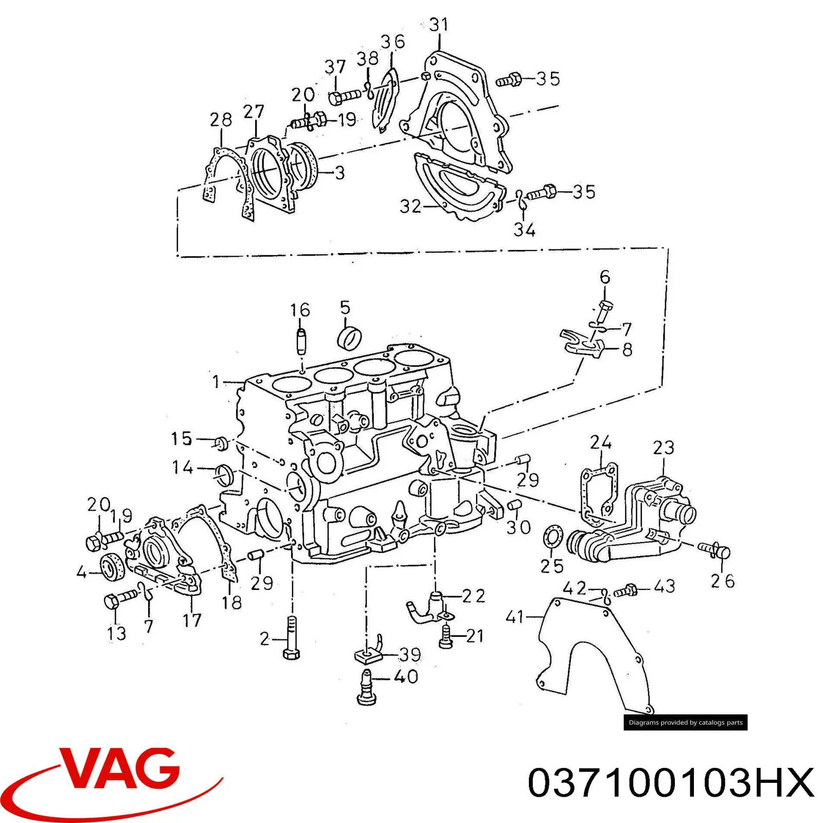 Блок цилиндров двигателя 037100103HX VAG