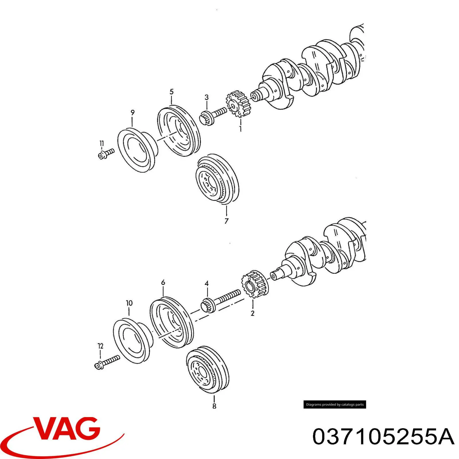 037105255A VAG Polea de cigüeñal original y equivalente