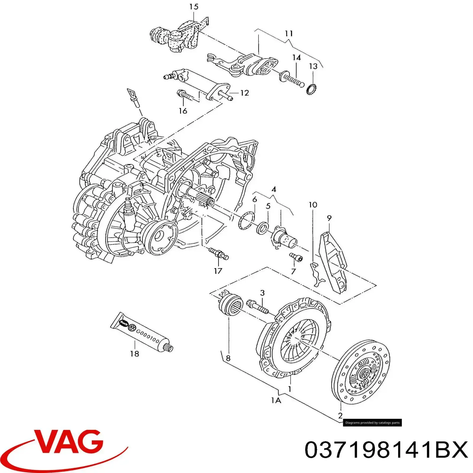 Купить 037198141BX VAG Комплект сцепления (диск, корзина, подшипник)