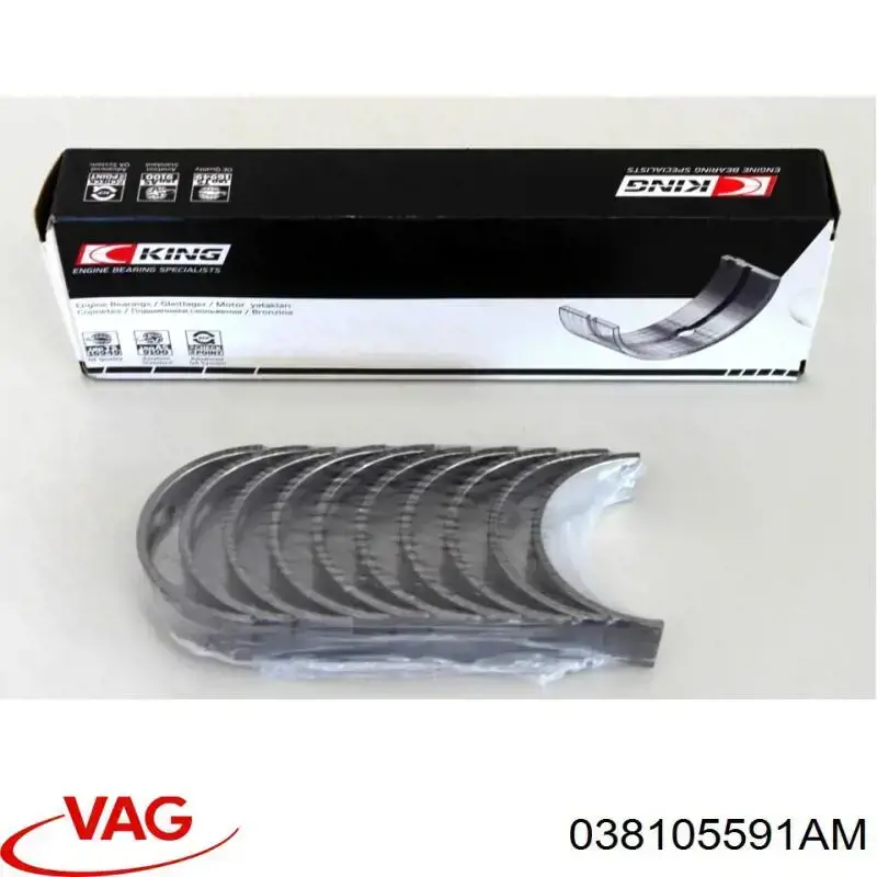 Купить 038105591AM VAG Вкладыши коленвала, коренные, комплект, стандарт (STD)