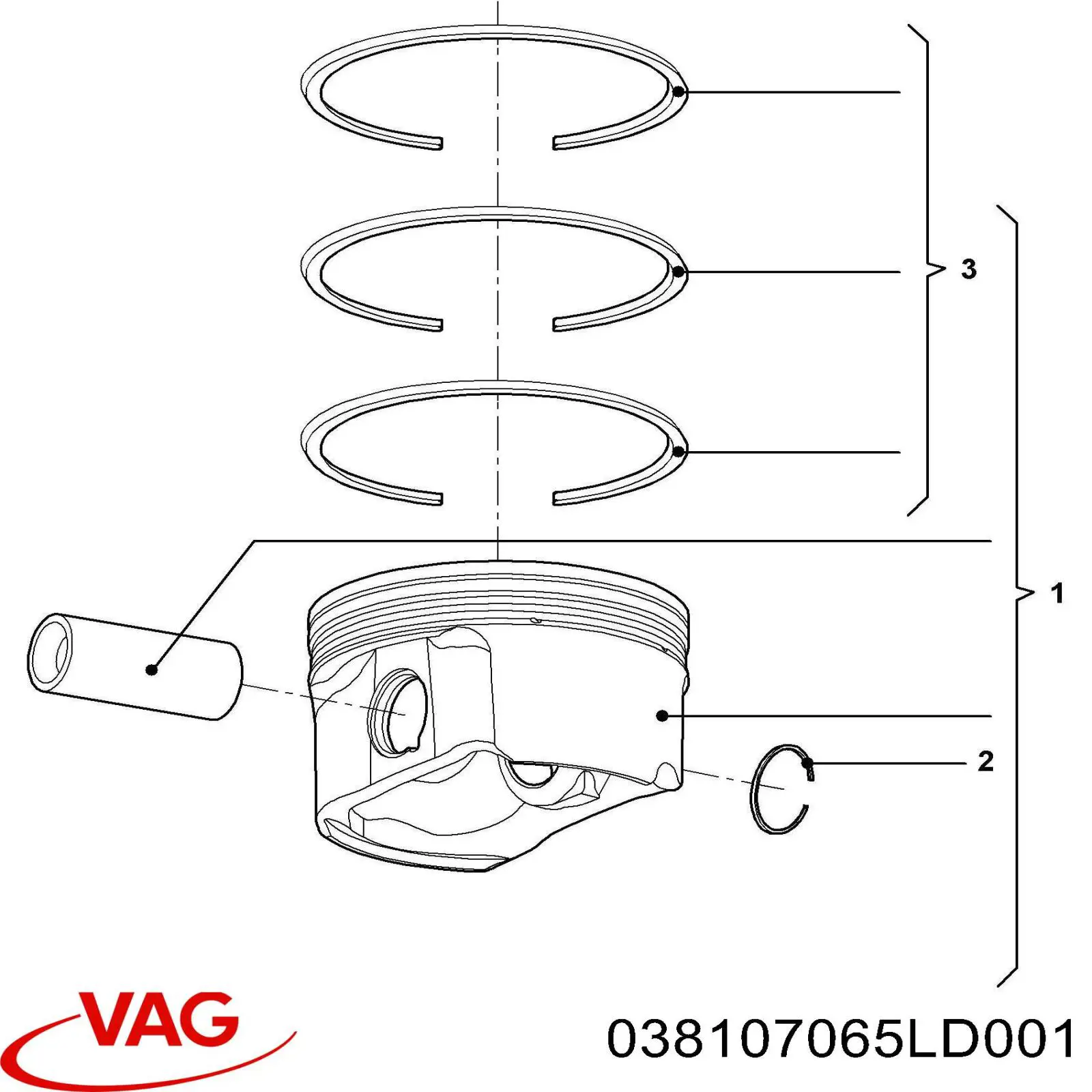 Поршень на 1 цилиндр 038107065LD001 VAG