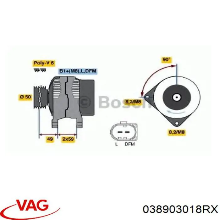 Генератор автомобиля VAG 038903018RX
