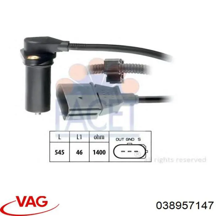 Датчик коленвала 038957147 VAG