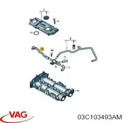 Патрубок вентиляции картерных газов 03C103493AM VAG