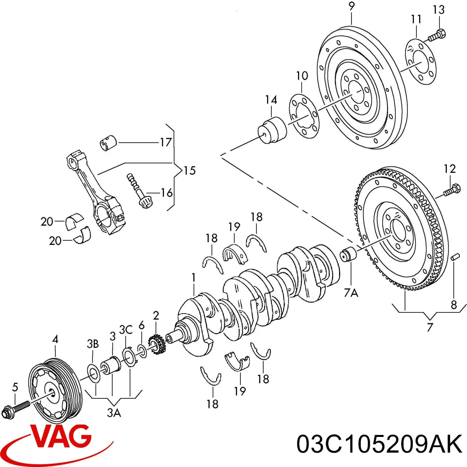 Звезда коленвала вала VAG 03C105209AK цена, от 42.42 USD