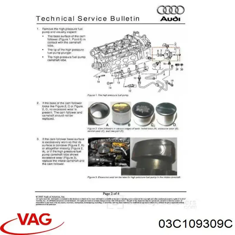 Толкатель топливного насоса VAG 03C109309C цена, от 190.03 USD