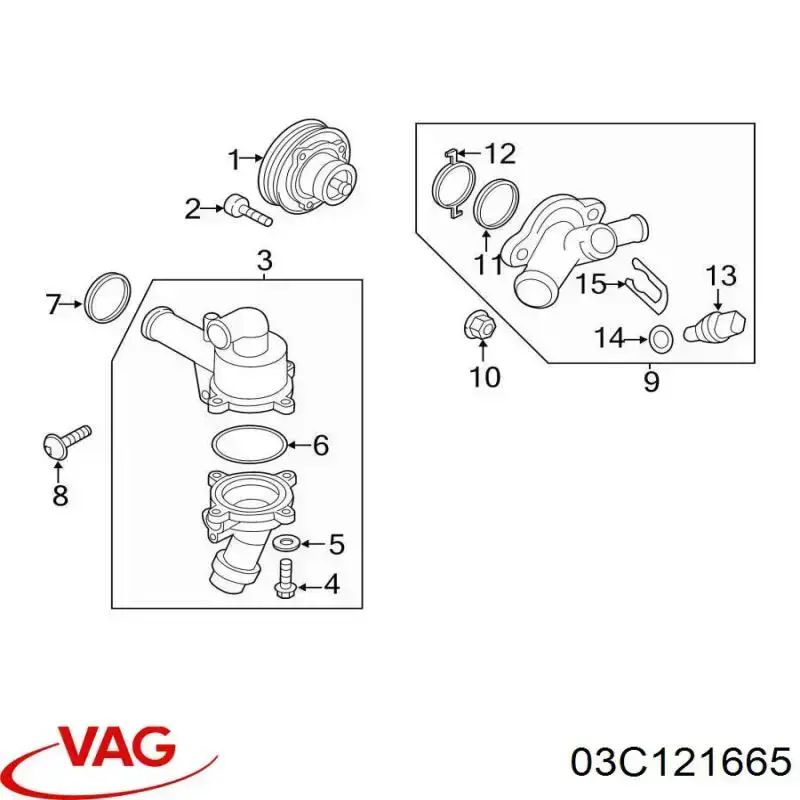 03C121665 VAG vedante de bomba de água