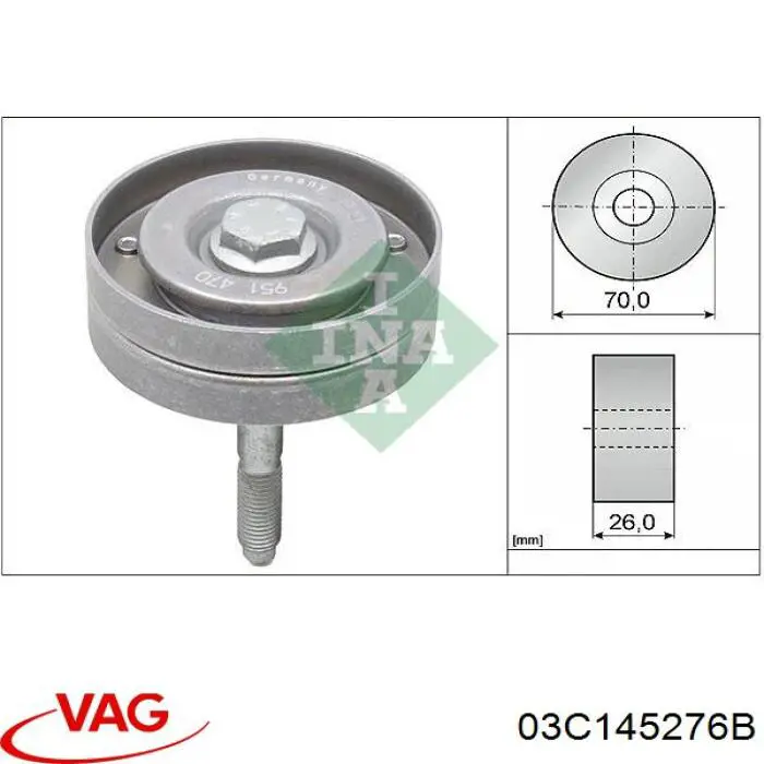 Купить 03C145276B VAG Паразитный ролик