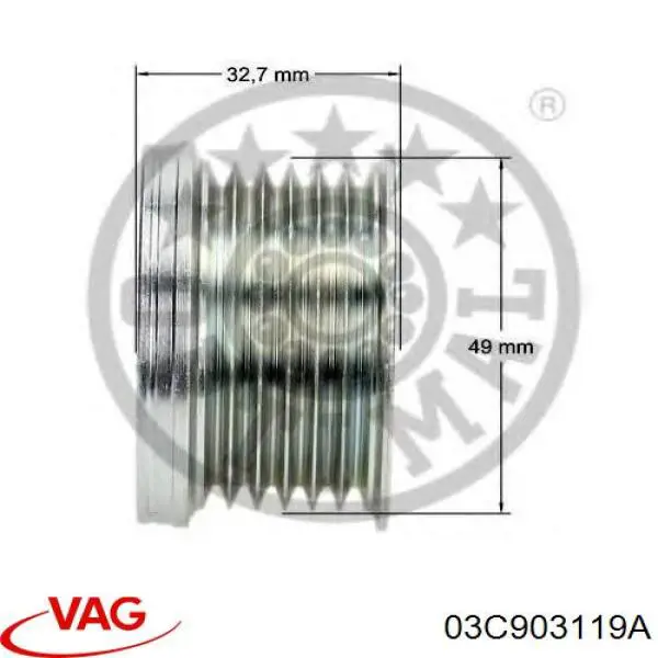 Купить 03C903119A VAG Шкив ремня генератора