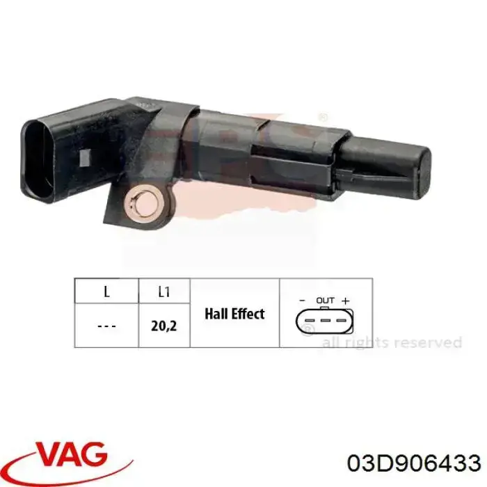 Датчик коленвала 03D906433 VAG