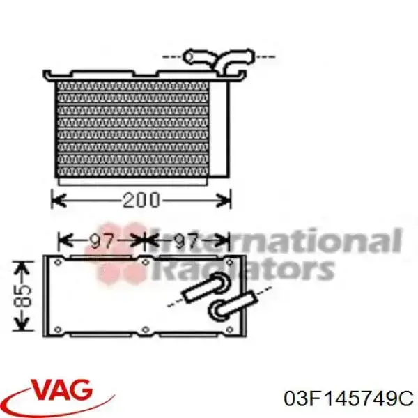 Масляный радиатор АКПП VAG 03F145749C цена, от 46.61 USD