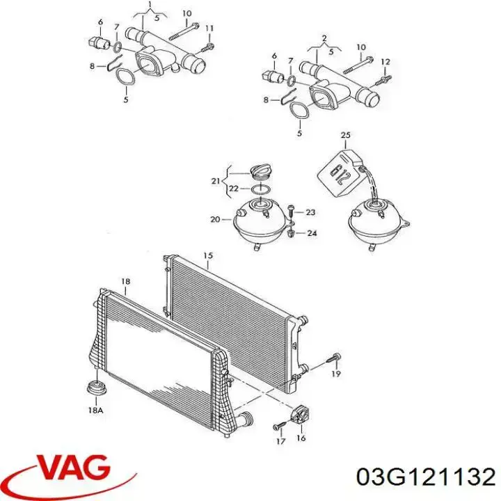 Фланец системы охлаждения VAG 03G121132 цена, от 5.93 USD