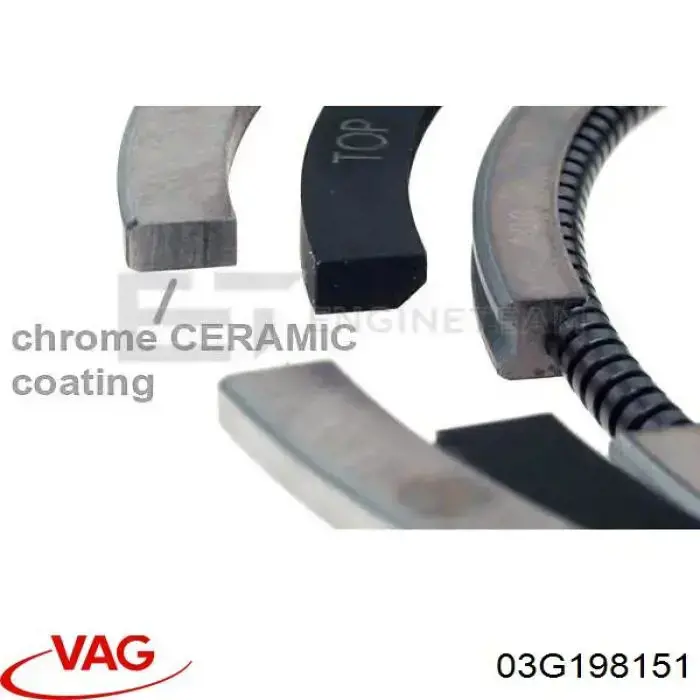 Комплект поршневых колец на 1 цилиндр, STD VAG 038107301A