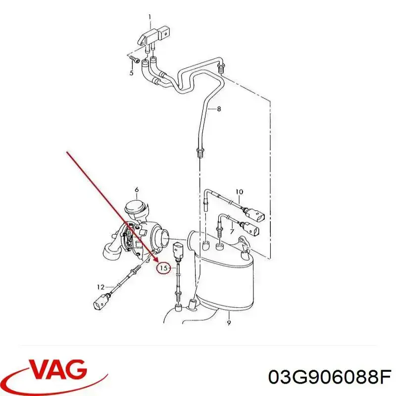 03G906088F VAG Датчик температуры отработавших газов (ОГ), после сажевого фильтра
