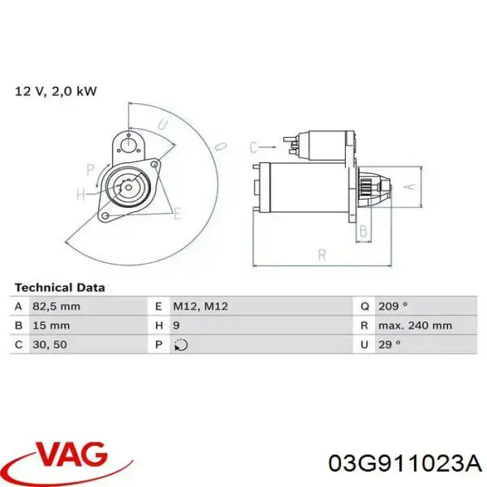 Купить 03G911023A VAG Стартер