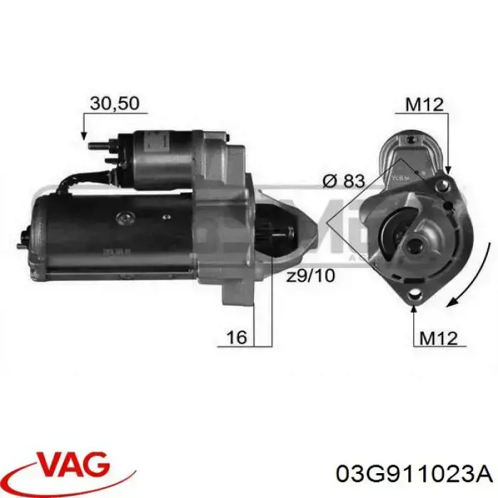 Стартер VAG 03G911023A цена, от 37.68 USD