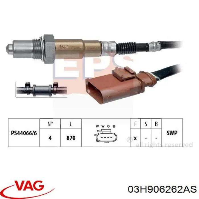 Лямбдазонд, датчик кислорода после катализатора, левый VAG 03H906262AS цена, от 31.74 USD