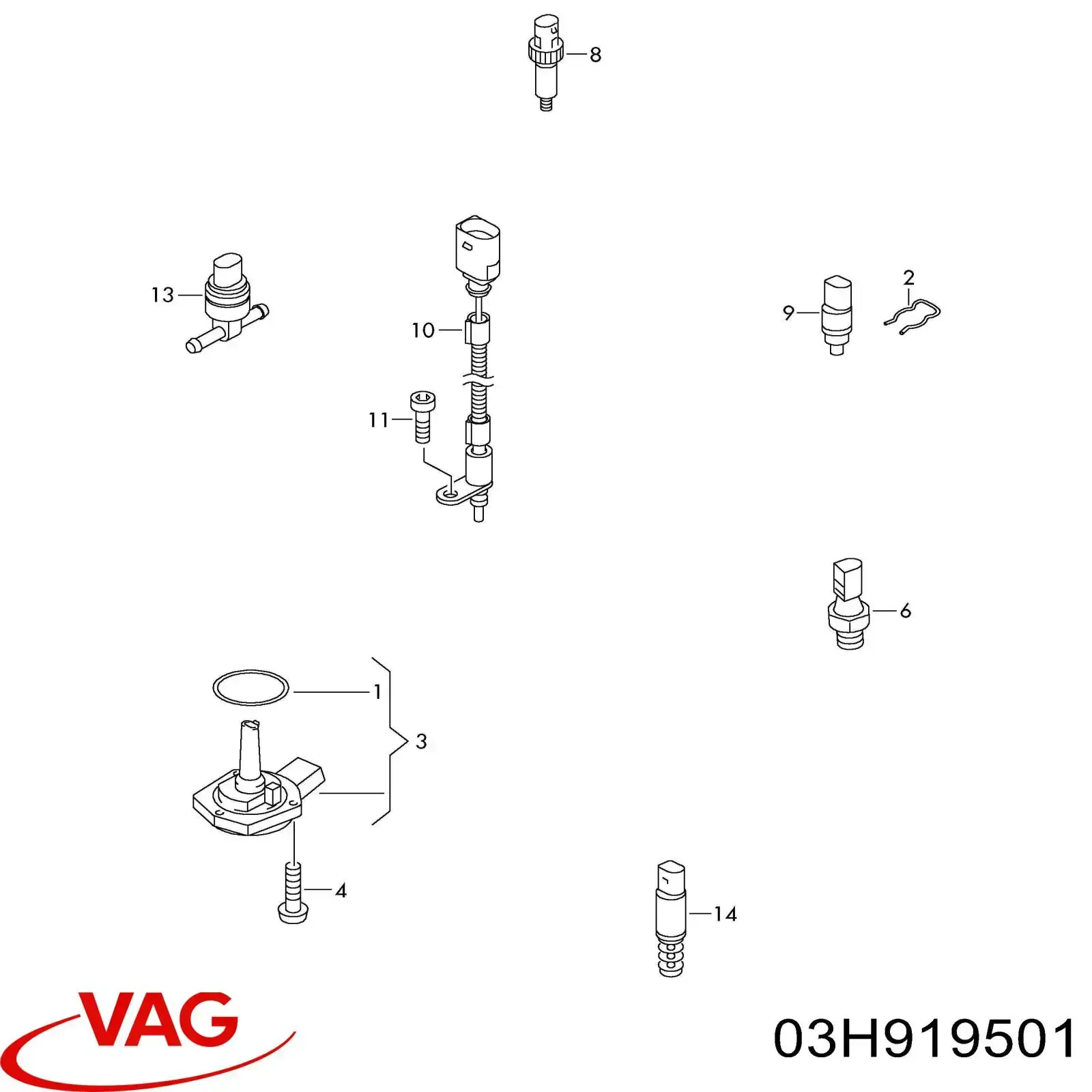 03H919501 VAG Датчик температуры охлаждающей жидкости, на прибор