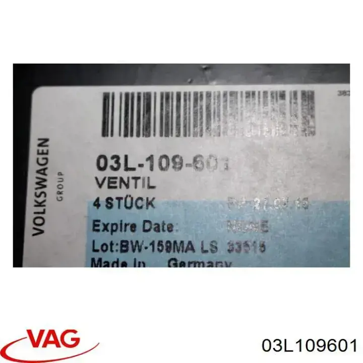 Купить 03L109601 VAG Впускной клапан