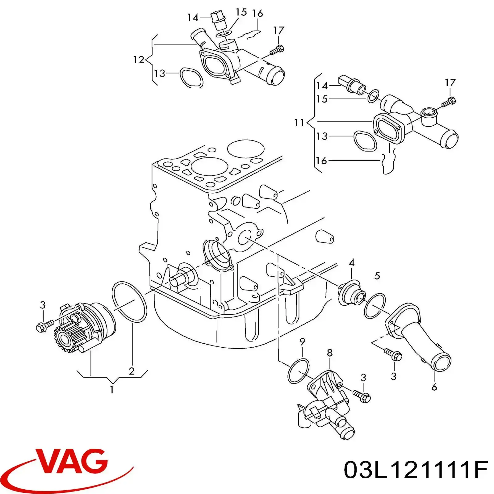 Термостат в корпусе VAG 3L121111AF цена, от 39.98 USD