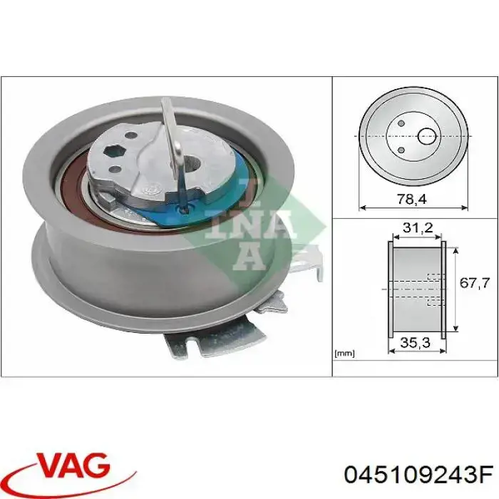 Ролик натяжителя ремня газораспределения VAG 045109243F цена, от 49.21 USD