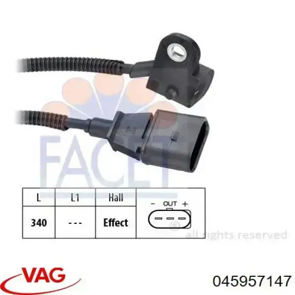 Датчик положения коленчатого вала VAG 045957147 цена, от 17.08 USD