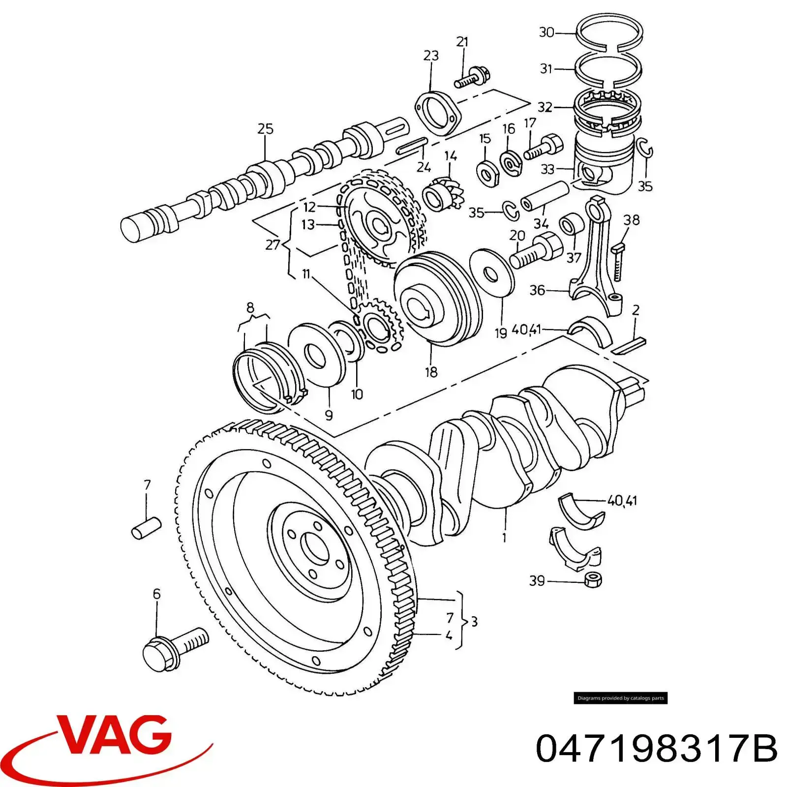 Поршень с пальцем без колец, STD VAG 047198317B цена, от 28.12 USD