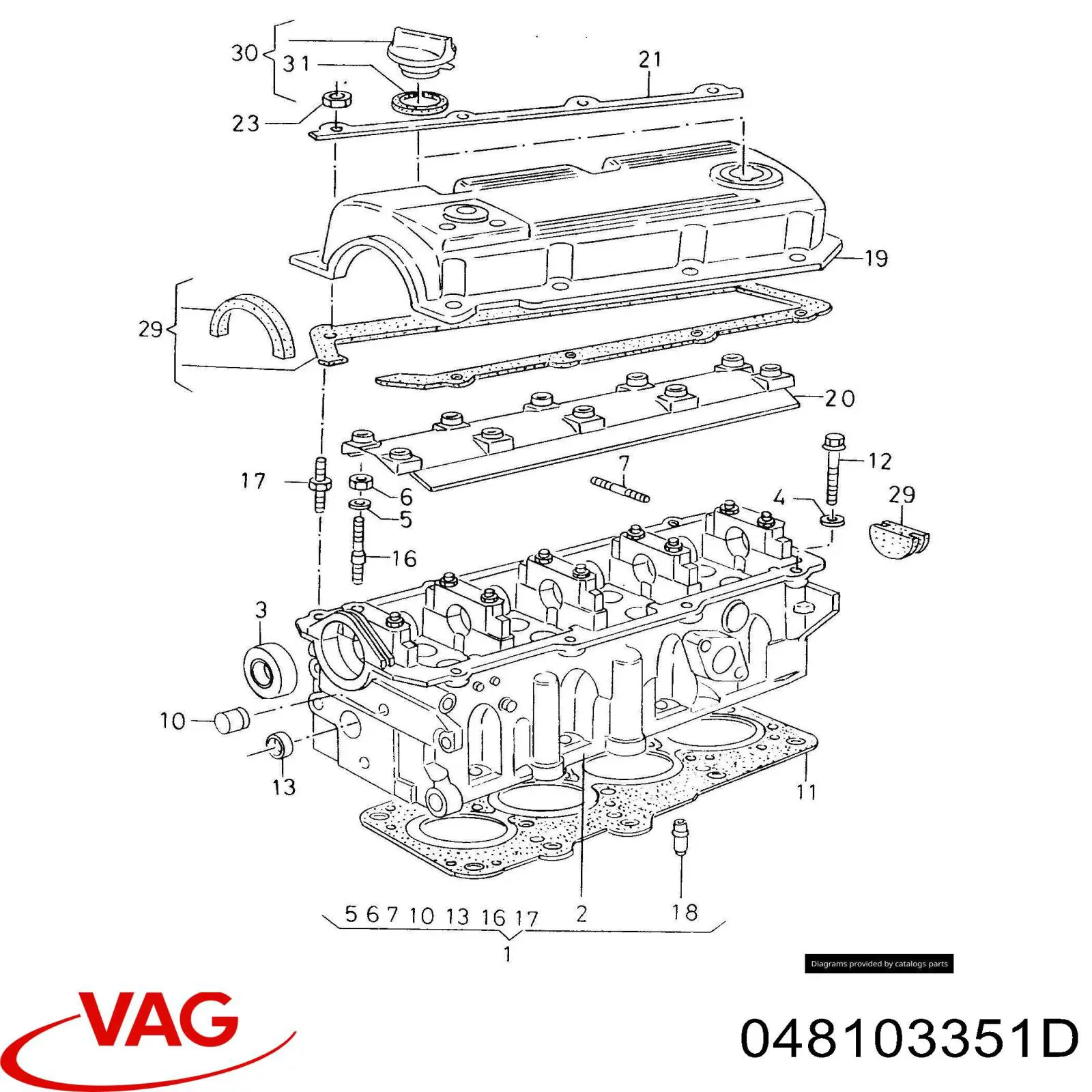 Головка блока цилиндров 048103351D VAG