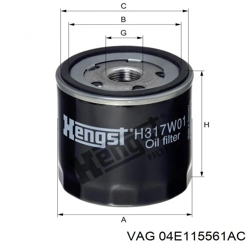 04E115561AC VAG Filtro de aceite original y equivalente