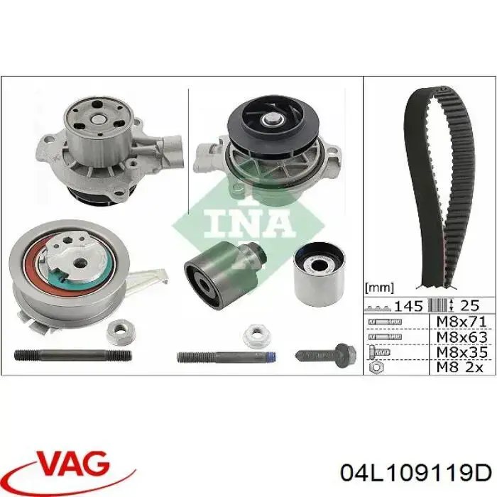 Correia do mecanismo de distribuição de gás VAG 04L109119D
