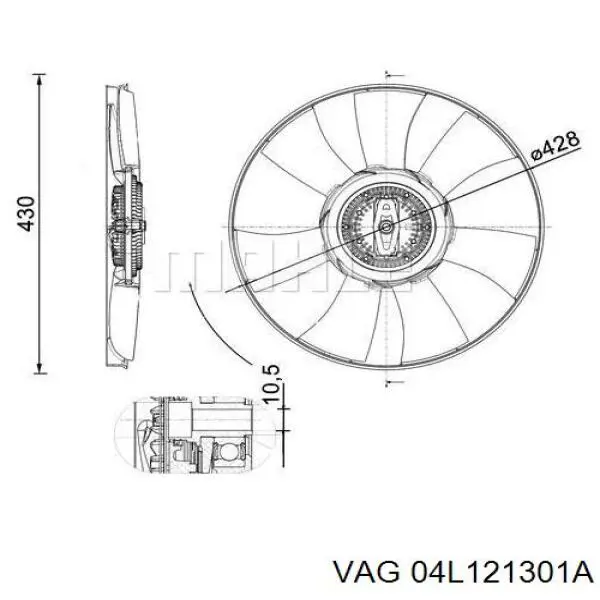 Вентилятор (крыльчатка) радиатора охлаждения VAG 04L121301A