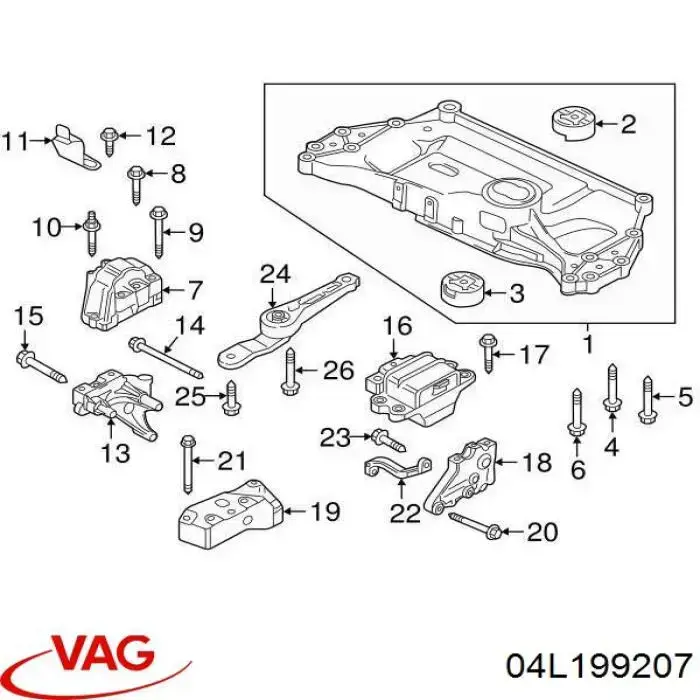 04L199207 VAG Кронштейн подушки (опоры) двигателя правой