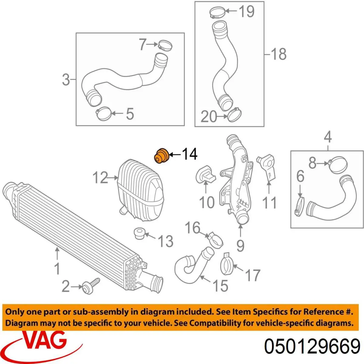 Купить 50129669 VAG Кронштейн радиатора интеркуллера