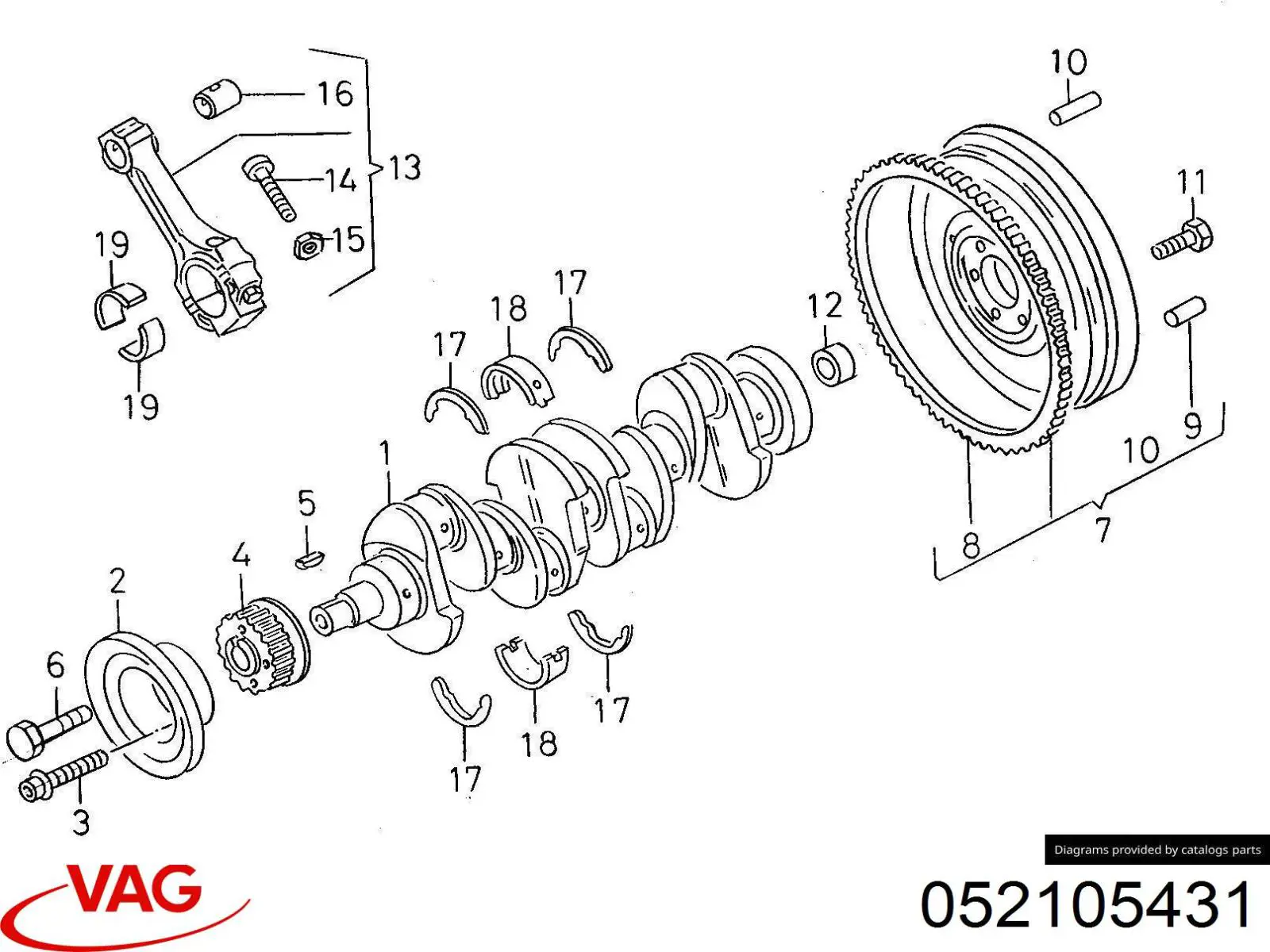 Втулка шатуна коленвала VAG 052105431 цена, от 2.33 USD