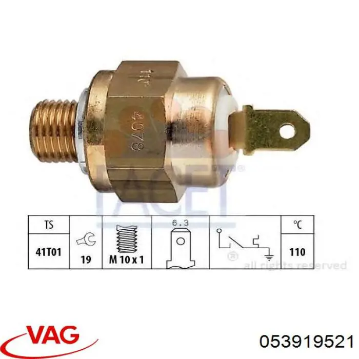 053919521 VAG датчик температуры охлаждающей жидкости (включения вентилятора радиатора)