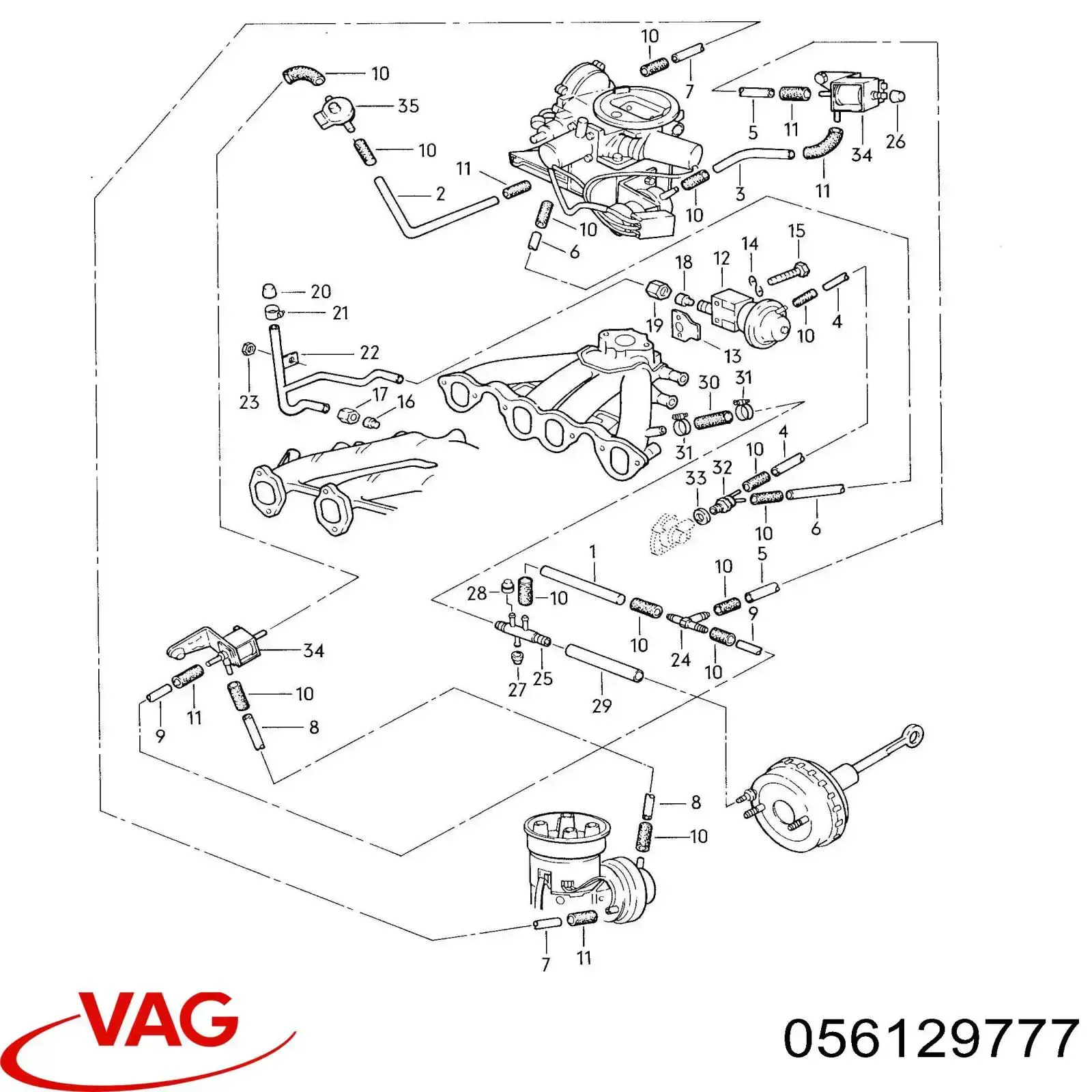 Трубка вакуумного усилителя тормозов 056129777 VAG