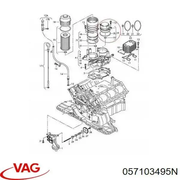 Válvula, ventilaciuón cárter 057103495N VAG/Audi