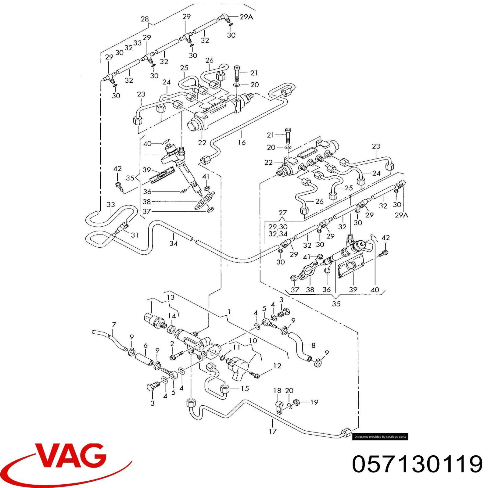 Кольцо (шайба) форсунки инжектора посадочное 057130119 VAG