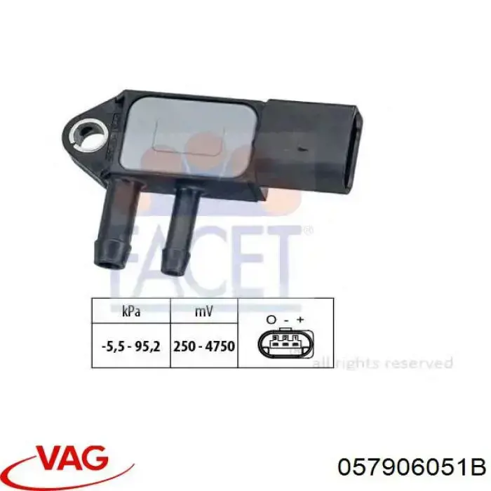 Датчик давления выхлопных газов VAG 057906051B цена, от 34.21 USD