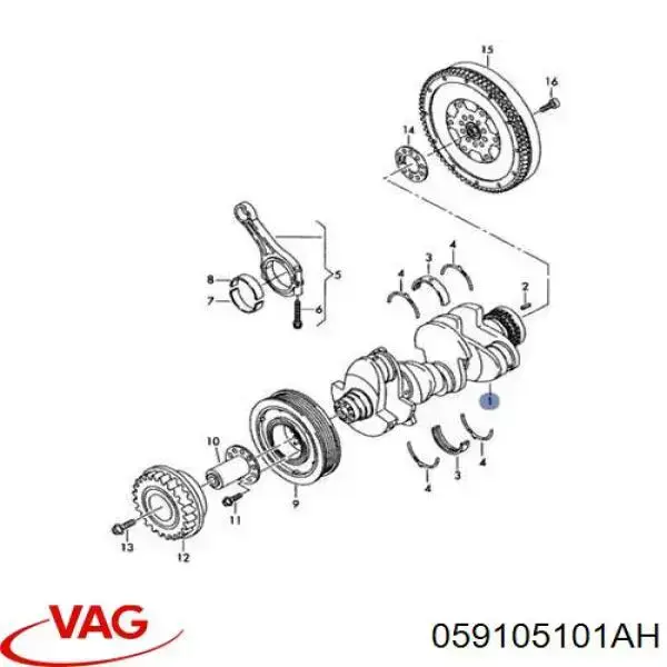 Коленвал 059105101AE VAG