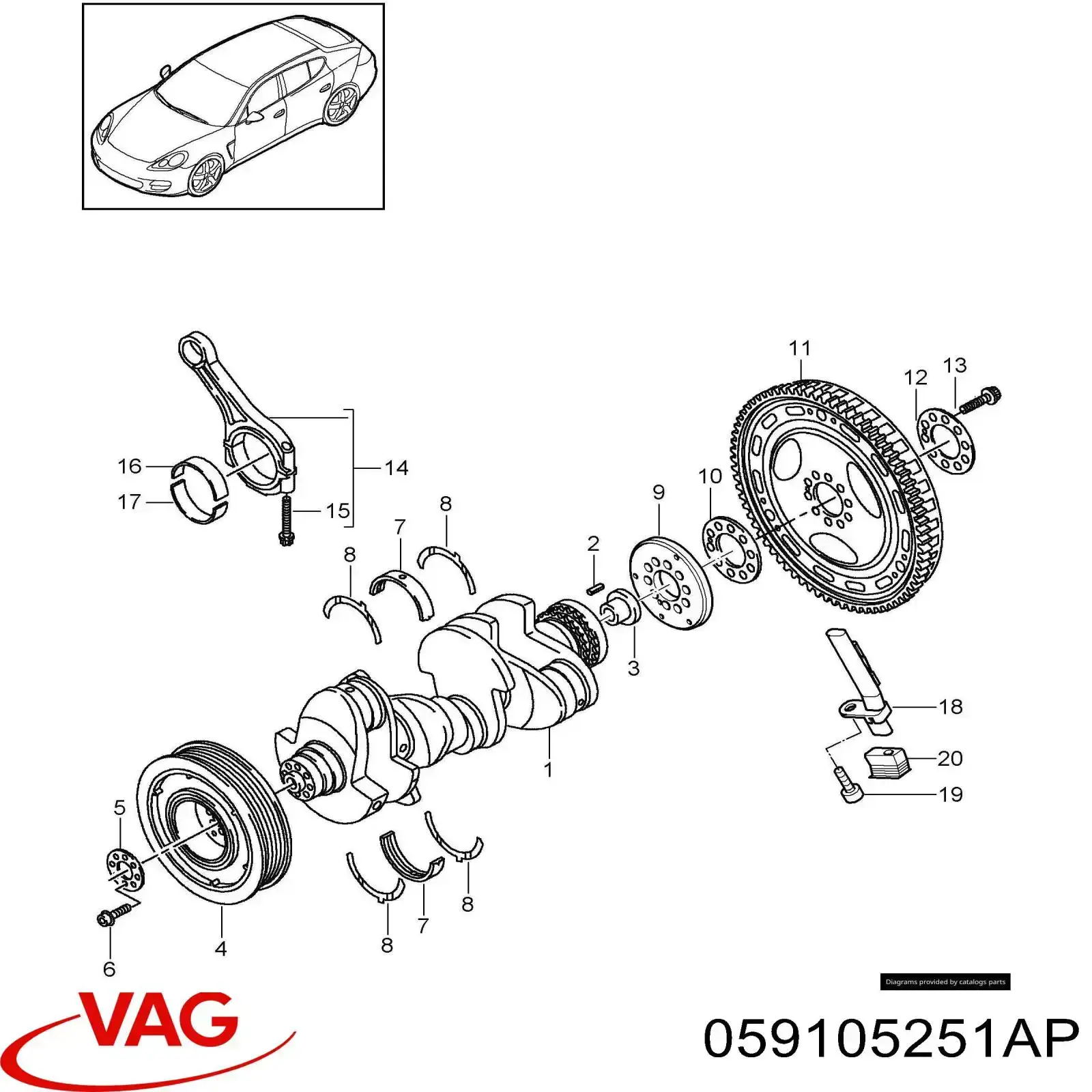 Шкив коленвала 059105251AP Porsche