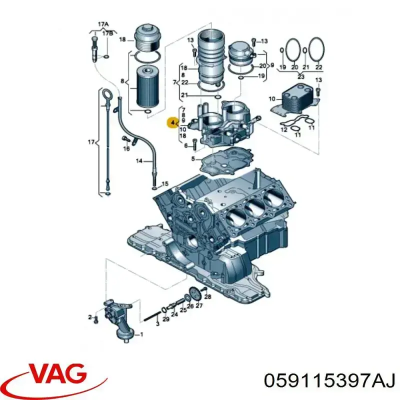 Кронштейн масляного фильтра VAG 059115397AJ цена, от 854.53 USD