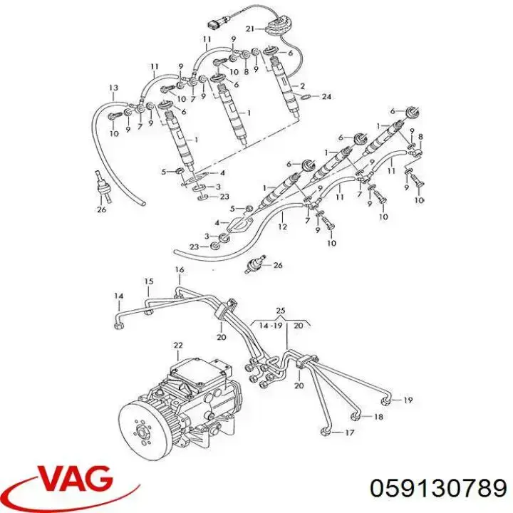59130789 VAG regulador de pressão de combustível na régua de injectores