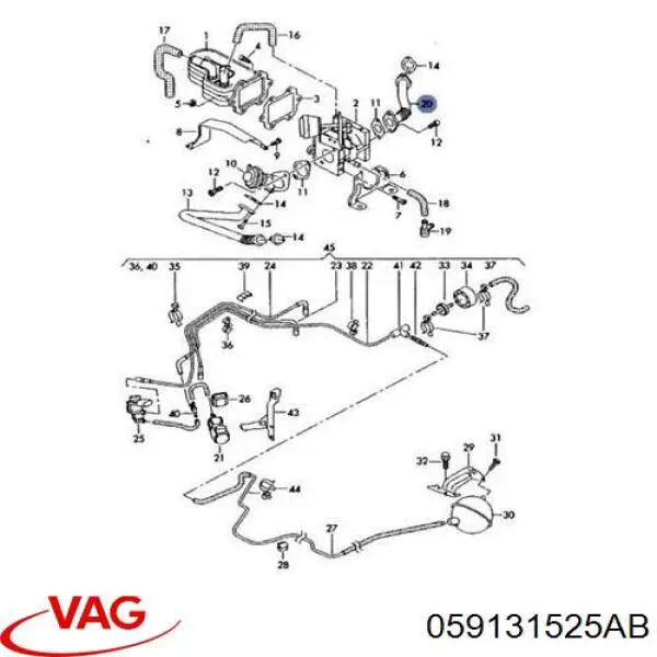 Патрубок системы рециркуляции отработавших газов EGR 059131525AB VAG