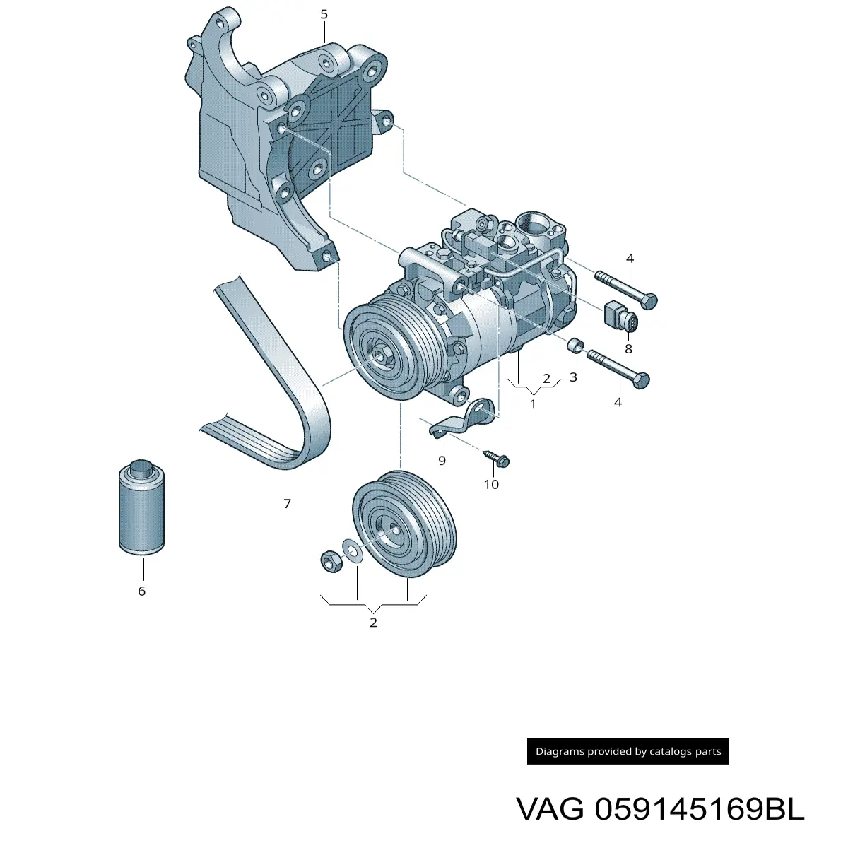 Кронштейн компрессора кондиционера VAG 059145169BL