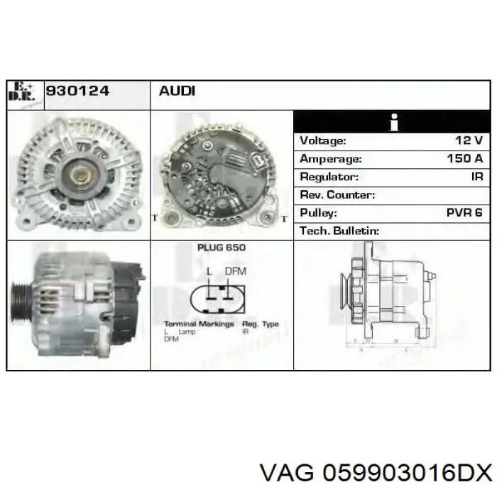 Автомобильный генератор VAG 059903016DX цена, от 76.02 USD