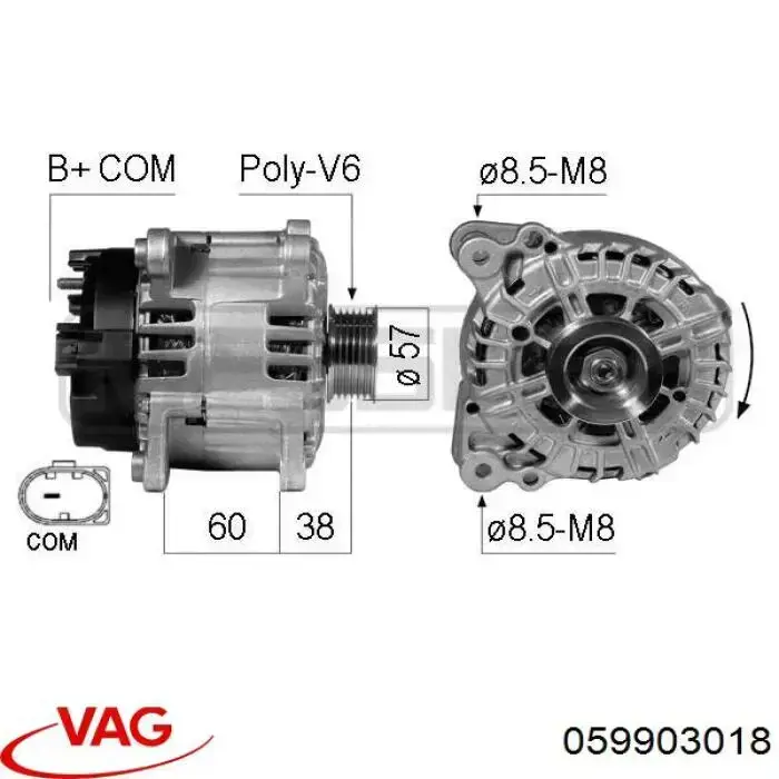 Автомобильный генератор VAG 07C903021F цена, от 139.84 USD
