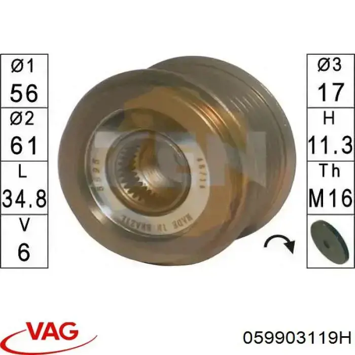 059903119H VAG Обгонная муфта генератора